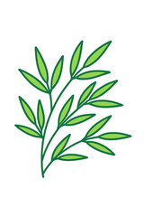 Simple outline drawing of a green foliage sprig for natural and organic concepts