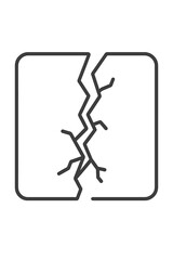Vertical crack splitting a rounded rectangular boundary symbolizing damage, failure, or critical breakdown