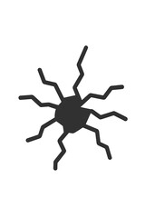 Simple black graphic depicting a fracture pattern spreading from a central impact point