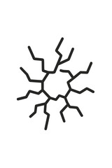 Abstract stylized crack pattern radiating from a central point on a white background