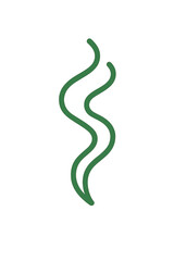 Minimalist green wavy lines symbolizing steam aroma or rising heat on white