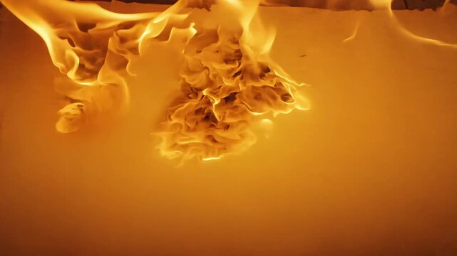 Intense orange fire and smoke creating abstract shapes in darkness