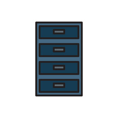 Color line icon of a filing cabinet representing document storage and office organization. Ideal for apps, websites, office tools, business illustrations, and workspace design.
