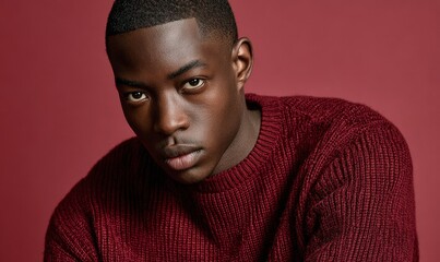 A man wearing a red sweater