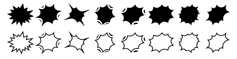 Collection of explosion shape black design on white background © Tabassum