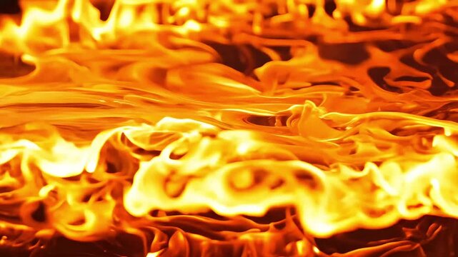 Vibrant, dancing flames create a mesmerizing abstract pattern of intense heat and energy.