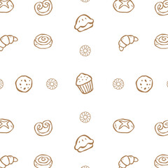 coffee and pastry pattern vintage