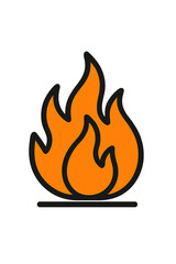 Bold stylized fire flame icon representing heat, danger, and energy concepts in a simple graphic style