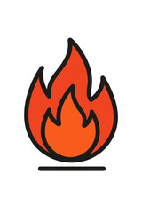 Stylized icon of a burning flame or hot fire symbol representing warning and heat concepts