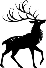 Stylized Deer with Antlers – Black and White Wildlife Silhouette