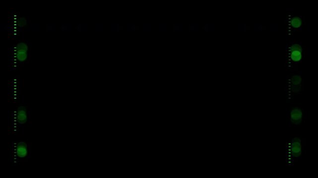 Vertical green HUD interface elements animation on black background
