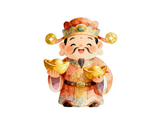 God of Wealth and Prosperity: a cheerful, auspicious representation of wealth and prosperity, offering a sense of luck and fortune. Depicted in a vibrant, artistic style.