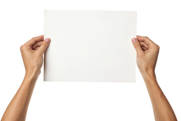 Hands Holding Blank White Paper Sheet on Clean Background for Presentation, Template, and Design Mockup Transparent PNG