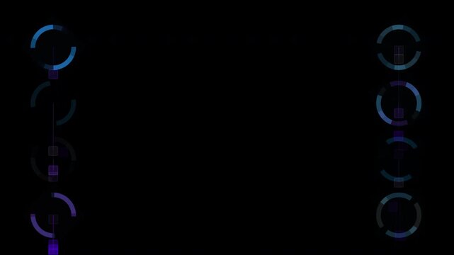 Twin vertical HUD rings animation with glowing blue and purple elements on black background
