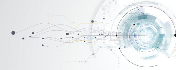 Technology and science cloud data computing. Connected neural network