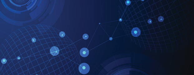 Technology and science cloud data computing. Connected neural network