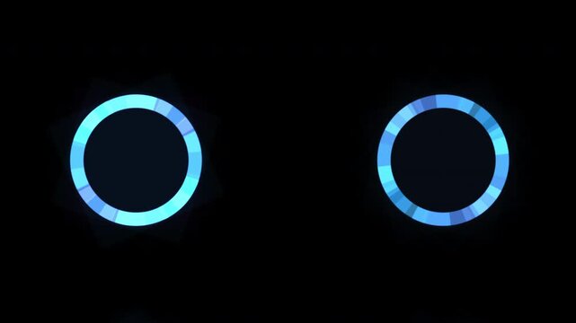 Dual blue glowing loading rings animation on dark futuristic background
