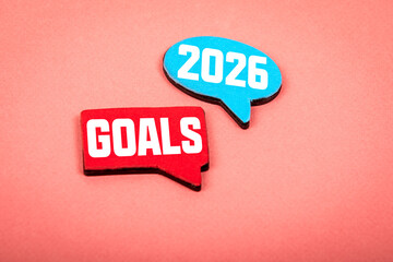 2026 Goals Concept Displayed As Colorful Speech Bubbles On A Light Background