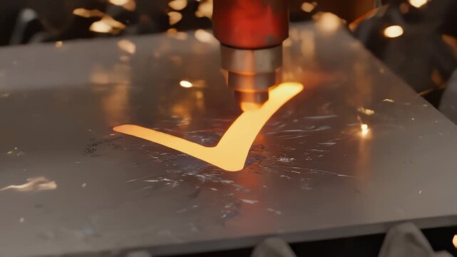 Laser Cutting Machine Precisely Cuts Metal Sheet to Form Shape