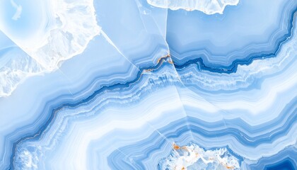 Polished Agate Stone Surface with Layered Blue White and Orange Bands for Natural Mineral Art Jewelry Design and Geological Texture Backgrounds Featuring Intricate Wavy Patterns and Silica Formations