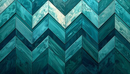 Chevron Pattern with Marbled Teal and Turquoise Texture for Modern Interior Design Wallpaper Graphic Art and Stylish Decor Concepts Featuring Geometric Precision and Organic Stone Inspired Visuals