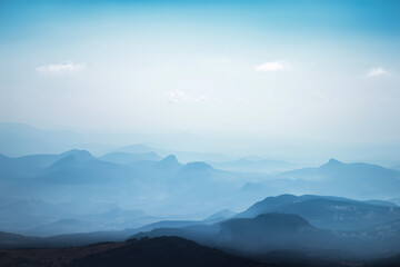 Majestic Mountain Landscape With Clear Sky and Distant Horizon View