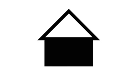 Simple Black House Icon with Triangular Roof.