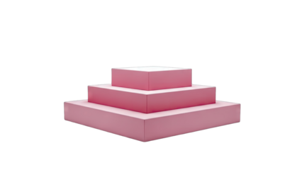 Pink Geometric Podium Display on White Background