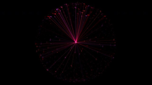 Radial burst of pink light lines from center in abstract digital animation

