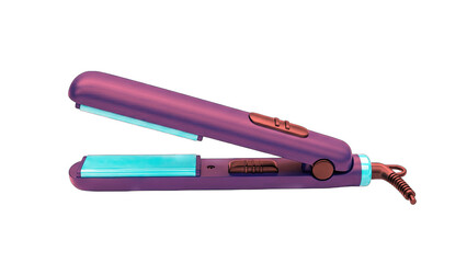 Purple Hair Straightener Isolated on White Background