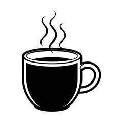 vector clip art mug with steam on white background for web and graphic design