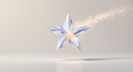 Fototapeta premium Shimmering Crystal Star on Transparent Background