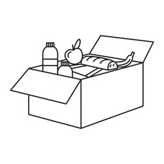food box logistic line icon vector element for victims of natural disasters design illustration