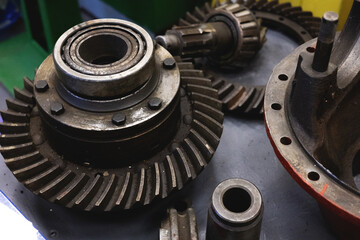 differential or part of a transmission reduction gear consisting of several key components.