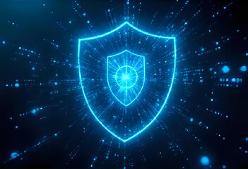 Digital Security Shield Glow Background