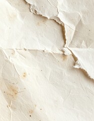 Close-up of aged, torn paper. Crinkled with stains and textures