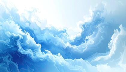 Abstract ethereal artwork of swirling, luminous blue and white clouds, dreamy and atmospheric