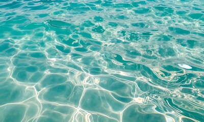 光が差し込む透明なエメラルドグリーンの海面