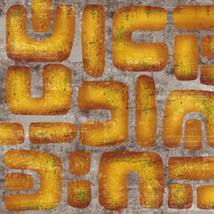 Grunge textured pattern with decorative organic elements and forms