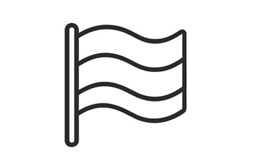 Waving flag banner icon on a flagpole representing country nation or location