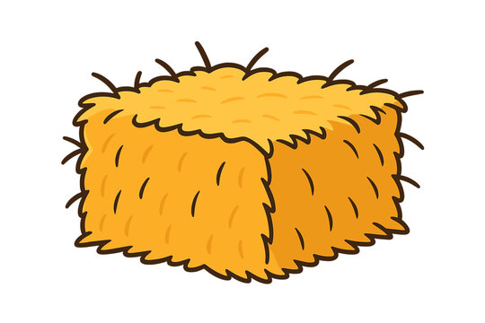 Single rectangular block of dried straw or hay used for animal feed and bedding