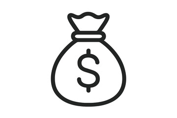Closed money bag with dollar sign representing finance, wealth, and savings