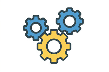 Interlocking mechanical gears symbolizing teamwork, settings, and technical processes