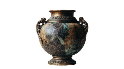 Antique handmade ancient Greek clay vase or ceramic jug, an isolated traditional brown earthenware pottery object