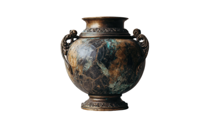 Antique handmade ancient Greek clay vase or ceramic jug, an isolated traditional brown earthenware pottery object