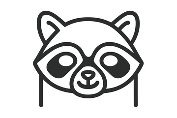 Minimalist black and white outline drawing of a raccoon head mascot or avatar symbol