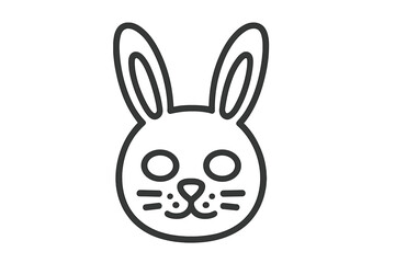 Minimalist outline drawing of a rabbit face with long ears and whiskers
