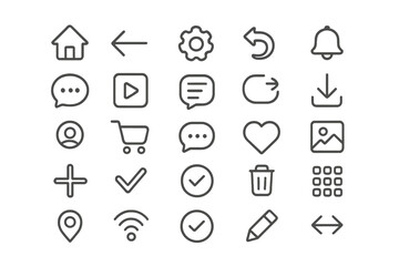 Modern outline icons collection for web and mobile user interface design