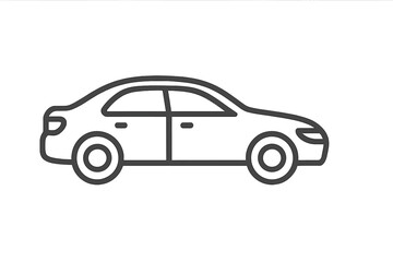 Naklejka premium Simple black contour of a generic passenger sedan automobile side profile view