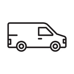 Simple black and white line drawing of a delivery or utility van